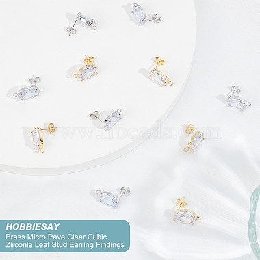 6 Pairs 2 Color Brass Micro Pave Clear Cubic Zirconia Stud Earring Findings(KK-HY0001-76)-4