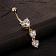 Real 18K Gold Plated Brass Cubic Zirconia Navel Ring Navel Ring Belly Rings(AJEW-EE0001-18)-2