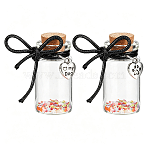 2Pcs Glass Cork Tube Wishing Bottle, with My Dog Heart Charms and Star Pailettes Inside, for Pet, Clear, 4.5cm, Capacity: 10ml(0.34fl. oz)(AJEW-DR00019)