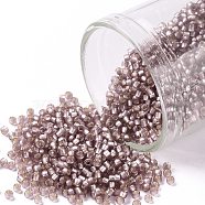 TOHO Round Seed Beads, Japanese Seed Beads, (26F) Silver Lined Frost Light Amethyst, 15/0, 1.5mm, Hole: 0.7mm, about 15000pcs/50g(SEED-XTR15-0026F)