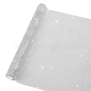 Aluminum Rhinestone Mesh Wrap Roll, for Cloth Accessories, Party Decoration, Silver, 1200~1280x500~590x2.5mm(FIND-WH0421-14)