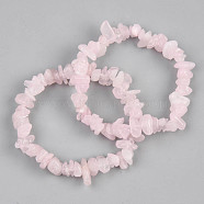 Unisex Chip Natural Rose Quartz Beaded Stretch Bracelets, Inner Diameter: 1-3/4~2 inch(4.5~5cm)(BJEW-S143-25)