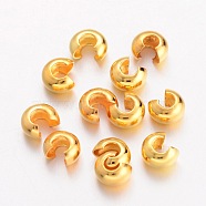 Brass Crimp Beads Covers, Round, Golden, About 4mm In Diameter, 3mm Thick, Hole: 1.5mm(EC266-G)