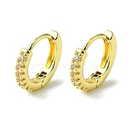 Brass Micro Pave Cubic Zirconia Hoop Earrings for Women, Long-Lasting Plated, Golden, 13x15x2.5mm(EJEW-D111-04G)