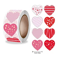 Self Adhesive Paper Stickers, Heart Sticker Labels, Gift Tag Stickers, Heart Pattern, 2.5x0.1cm, 500pc/roll(DIY-M023-05)