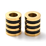 Ion Plating(IP) 303 Stainless Steel European Beads, Large Hole Beads, with Rubber Ring, Grooved Column, Golden, 10x8mm, Hole: 4mm(STAS-E454-45G)