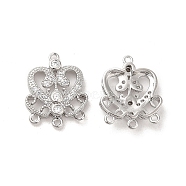 Brass with Clear Cubic Zirconia Connector Charms, Platinum, 16x13x13mm, Hole: 1mm(KK-Q773-22P)
