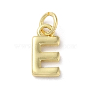 Rack Plating Brass Pendants, Cadmium Free & Lead Free, Long-Lasting Plated, Real 18K Gold Plated, Letter E, 11.5x6x1.5mm, Hole: 3.2mm(KK-P245-06G-E)