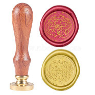 Wax Seal Stamp Set, Sealing Wax Stamp Solid Brass Head,  Wood Handle Retro Brass Stamp Kit Removable, for Envelopes Invitations, Gift Card, Flower Pattern, 83x22mm, Head: 7.5mm, Stamps: 25x14.5mm(AJEW-WH0131-484)