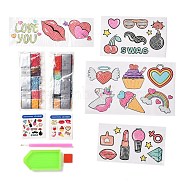 DIY Diamond Painting Stickers Kits For Kids, with Diamond Painting Stickers, Rhinestones, Diamond Sticky Pen, Tray Plate and Glue Clay, Mixed Color, 16.3x10x0.03cm(DIY-O016-16)