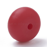 Food Grade Eco-Friendly Silicone Beads, Chewing Beads For Teethers, DIY Nursing Necklaces Making, Rondelle, Red, 14x8mm, Hole: 3mm(SIL-Q001B-04)