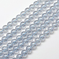 Electroplated Synthetic Quartz Bead Strands, Round, AB Color Plated, Alice Blue, 8mm, Hole: 1mm, about 50pcs/strand, 15.7 inch(EGLA-J061-8mm-AB02)