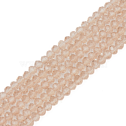 Glass Beads Strands, Faceted, Rondelle, Tan, 8x6mm, Hole: 1mm, about 65~68pcs/strand, 15.7~16.1 inch(40~41cm)(EGLA-A034-T8mm-D20)