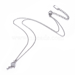 304 Stainless Steel Pendant Necklaces, with Cable Chains, Flamingo Shape, Stainless Steel Color, 15.9 inch(40.3cm)(NJEW-O118-02P)