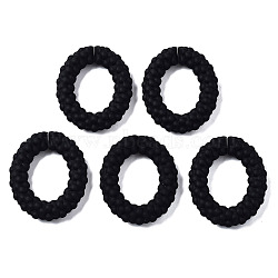 Spray Painted CCB Plastic Linking Rings,  Quick Link Connectors, Oval Ring, Black, 44x38x8.5mm, Inner Diameter: 20.5x26mm(CCB-Q091-011A)