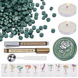 CRASPIRE DIY Paper Cards, with Stainless Steel Spoon, Candle, Sealing Wax Particles, Metallic Markers Paints Pens, Dried Flower Paper Cards, Dark Slate Gray, 118x26x9mm, 1pc(DIY-CP0003-56C)