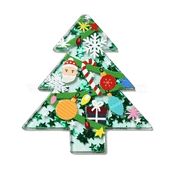 Christmas Theme Double-sided Printed Acrylic Pendants, for Christmas Tree Charm, Green, 49x42x2mm, Hole: 1.6mm(SACR-F007-03B)