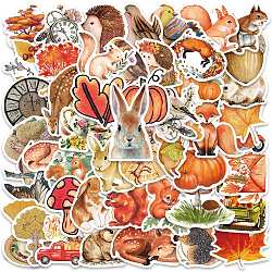 Autumn PVC Self-adhesive Cartoon Stickers, Waterproof Forest Animal Decals for Suitcase, Skateboard, Refrigerator, Helmet, Mobile Phone Shell, Season Theme Pattern, 40~80mm, 50pcs/bag(STIC-PW0011-27)