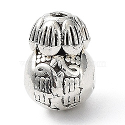 Tibetan Style Alloy 3 Hole Guru Beads, T-Drilled Beads, Gourd, Antique Silver, 10.5x7.5x8mm, Hole: 1.6mm and 1.2mm and 2mm(TIBEB-M030-02AS)