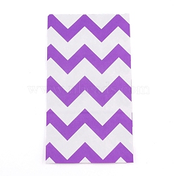 White Kraft Paper Bags, No Handles, Storage Bags, Wave Pattern, Purple, 23.5x13x8cm(CARB-I001-02E)