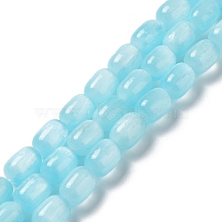 Natural Selenite Beads Strands, Dyed, Drum, Sky Blue, 12x8mm, Hole: 1mm, about 32pcs/strand, 15.51~15.55 inch(39.4~39.5cm)(G-F750-03)
