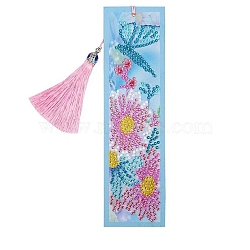 DIY Diamond Painting Stickers Kits For Bookmark Making, with Diamond Painting Stickers, Resin Rhinestones, Diamond Sticky Pen, Tassel, Tray Plate and Glue Clay, Rectangle with Butterfly and Flower, Mixed Color, 20.8x5.8cm(DIY-R076-001)