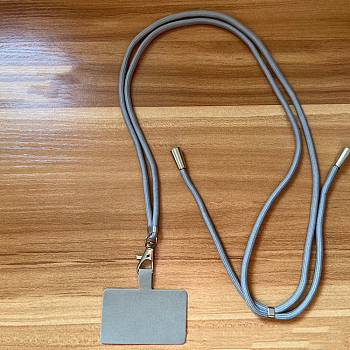 Adjustable Polyester Phone Lanyards for Around The Neck, Crossbody Patch Phone Lanyard, with Plastic & Alloy Holder, Gray, 6.5x4cm