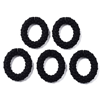 Spray Painted CCB Plastic Linking Rings,  Quick Link Connectors, Oval Ring, Black, 44x38x8.5mm, Inner Diameter: 20.5x26mm