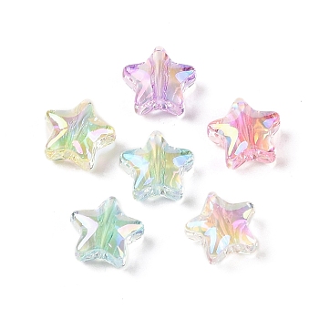 UV Plating Transparent Acrylic Beads, Star, Mixed Color, 14x15x7mm, Hole: 2.5mm