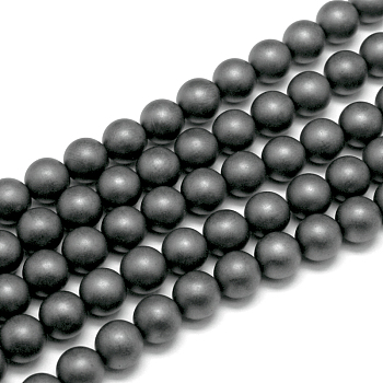Frosted Non-magnetic Synthetic Hematite Round Bead Strands, Grade AA, 8mm, Hole: 0.8mm, about 50pcs/strand, 16 inch