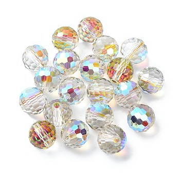 AB Color Plated Glass Beads, Faceted Round, Alice Blue, 10x9mm, Hole: 1.5mm