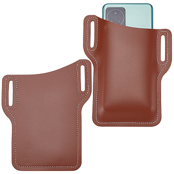 Gorgecraft 2Pcs PU Leather Mobile Phone Belt Pouch, Hiking Phone Case Cover, Saddle Brown, 16.8x13.5x0.35cm