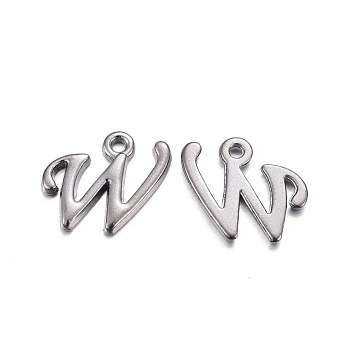 Gunmetal Plated Alloy Letter Pendants, Rack Plating, Cadmium Free & Lead Free, Letter.W, 15x13x2mm, Hole: 1.5mm