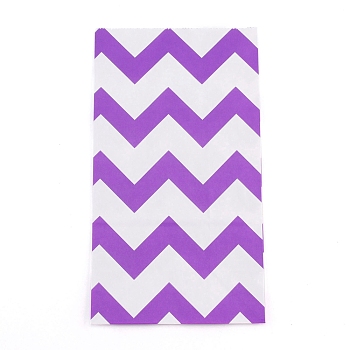 White Kraft Paper Bags, No Handles, Storage Bags, Wave Pattern, Purple, 23.5x13x8cm
