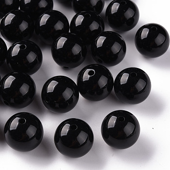 Opaque Acrylic Beads, Round, Black, 20x19mm, Hole: 3mm, about 111pcs/500g