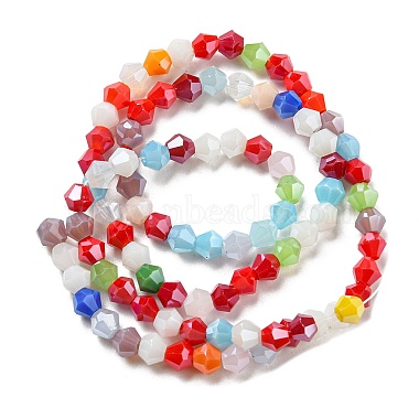 Brins de perles de verre galvanisées de couleur unie opaque(GLAA-F029-P4mm-C16)-2