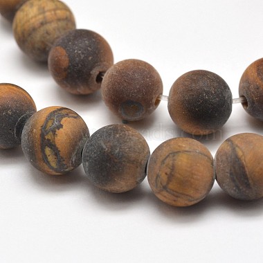 Frosted Natural Tiger Eye Round Bead Strands(X-G-E262-02-8mm)-2
