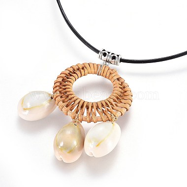 Cowrie Shell Pendant Necklaces(NJEW-JN02312-01)-3