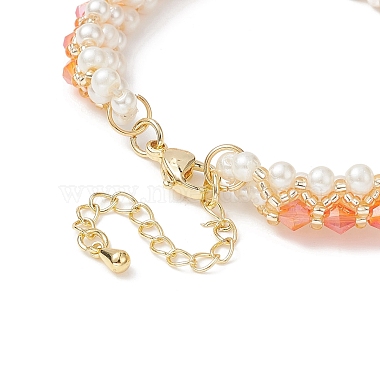 Glass Imitation Pearl & Bicone Beaded Bracelets(BJEW-MZ00035-01)-3