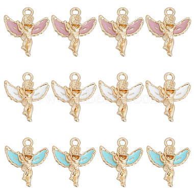 Light Gold Mixed Color Angel & Fairy Alloy+Enamel Pendants