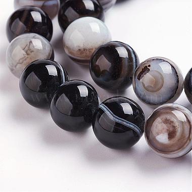agate à rayures noires naturelles / brins de perles d'agate à bandes(G-J359-01-12mm)-3