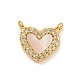 Rack Plating Brass Pave Clear Cubic Zirconia Heart Charms with Natural Shell(KK-C074-22G)-1