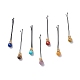 Eco-Friendly Copper Wire Wrapped Round Gemstone Hair Bobby Pin(OHAR-JH00025-01)-1