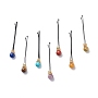 Eco-Friendly Copper Wire Wrapped Round Gemstone Hair Bobby Pin, with Stainless Steel Findings, Light Gold, 60x1x8.5mm, 7pcs/set