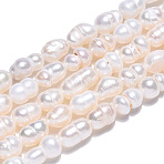 Natural Cultured Freshwater Pearl Beads Strands, Baroque Keshi Pearl Rice Beads, Seashell Color, 5~10.5x4~6.5mm, Hole: 0.6mm, about 28~29pcs/strand, 7.09~7.36 inch(18~18.7cm)(X-PEAR-N012-04R)