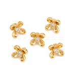 Brass Micro Pave Clear Cubic Zirconia Charms, Flower Charms, Real 18K Gold Plated, 4x6x6mm, Hole: 1.1mm(KK-Z162-04G)