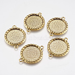 Zinc Alloy Cabochon Connector Settings, Flat Round, DIY Findings for Jewelry Making, Cadmium Free & Lead Free, Antique Golden, 33x25x3mm, Hole: 2mm(PALLOY-A15774-AG-LF)