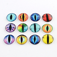 Half Round/Dome Dragon Eye Pattern Glass Flatback Cabochons for DIY Projects, Mixed Color, 8x3mm(GGLA-Q037-8mm-30)