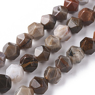Natural Petrified Wood Beads Strands, Star Cut Round Beads, Faceted, 8mm, Hole: 1mm, about 47pcs/strand, 14.96 inch(38cm)(G-F668-02-8mm)
