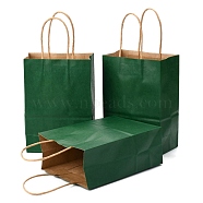 Kraft Paper Bags, Gift Bags, Shopping Bags, with Handles, Dark Green, 15x8x21cm(CARB-L006-A06)